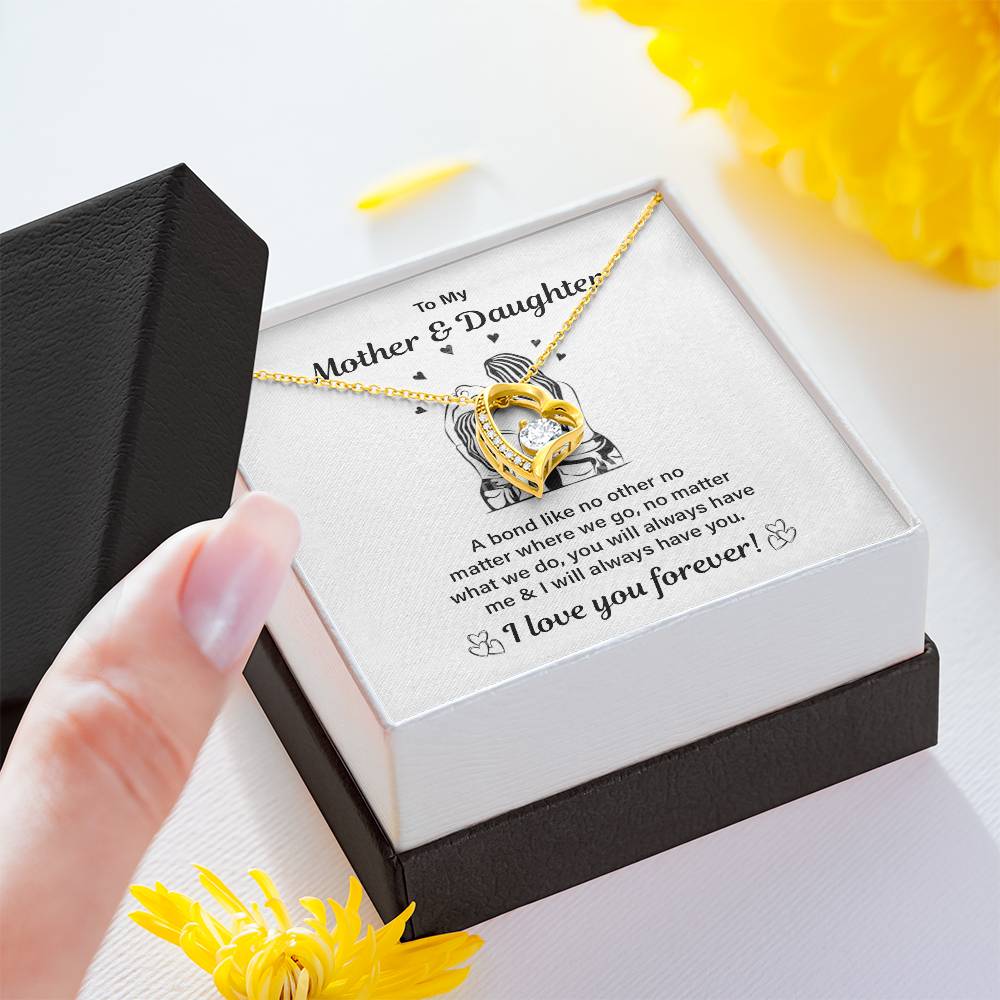 Mother Daughter Bond Necklace Gift with Message Card