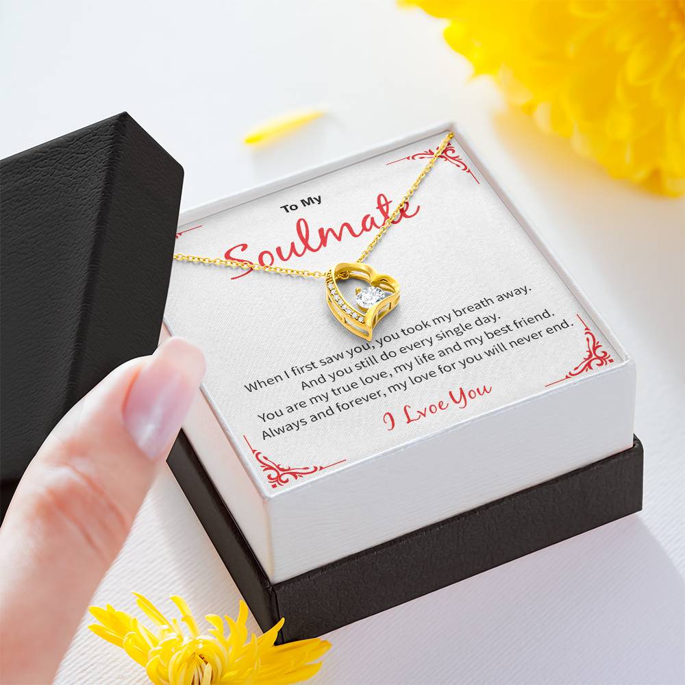 Soulmate Necklace Gift for Wife – I Love You Message Card