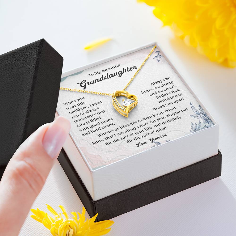 Granddaughter Necklace from Grandpa – Encouraging Message Card