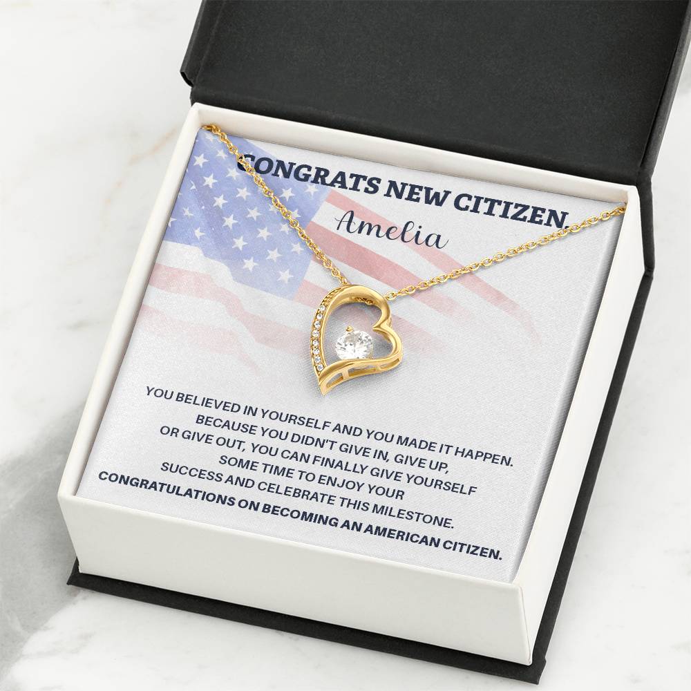 Congrats Necklace For New U.s. Citizen Amelia Necklace For New U.s. Citizen Gift For New American Citizen Necklace With Citizenship Message U.s. Citizenship Achievement Gift Necklace For Proud U.s. Citizen Necklace For Citizenship Success