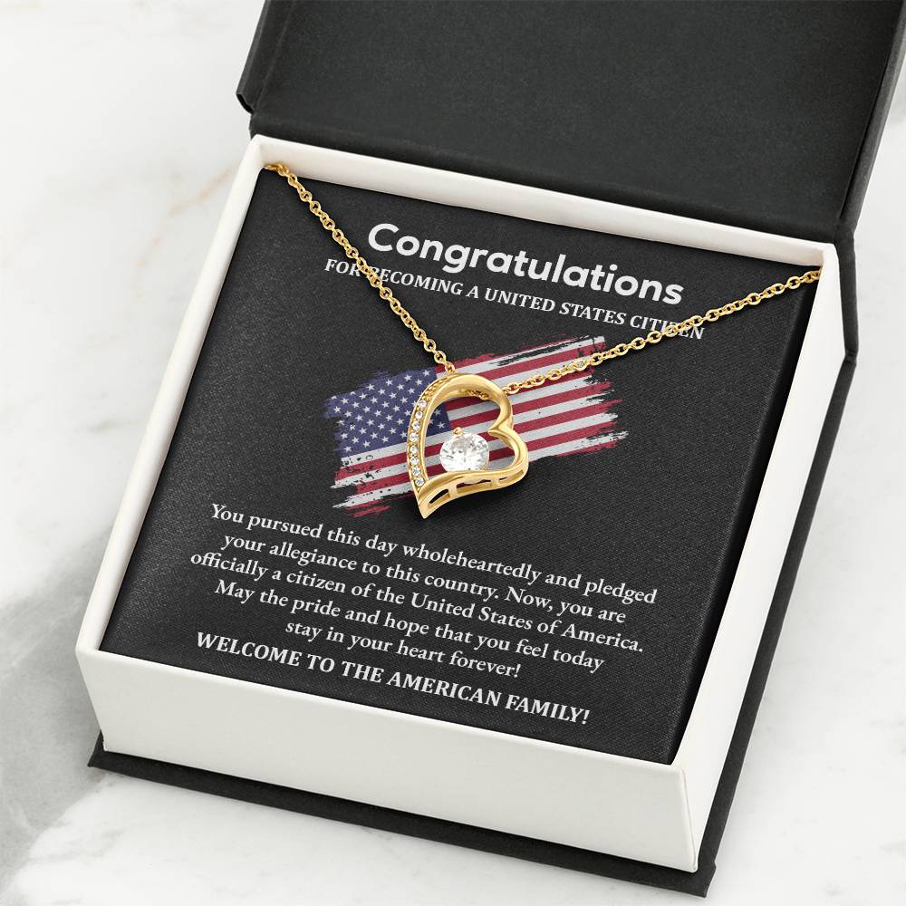 Congratulations Necklace For New U.s. Citizen Necklace For New U.s. Citizen Gift For U.s. Citizenship Success Necklace With Citizenship Message U.s. Citizenship Celebration Gift Jewelry For New U.s. Citizen Necklace For Citizenship Pledge