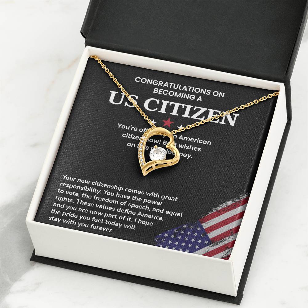 Congratulations Necklace For New U.s. Citizen Necklace For New U.s. Citizen Necklace With Citizenship Message Necklace For Official U.s. Citizen Necklace For New U.s. Patriot Jewelry For New U.s. Citizen Gift For U.s. Citizenship Ceremony