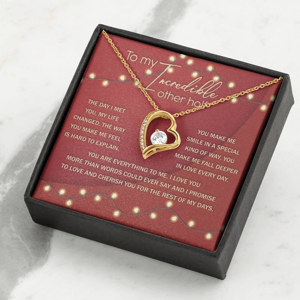 Romantic Necklace Gift for Partner – Message Card & Box