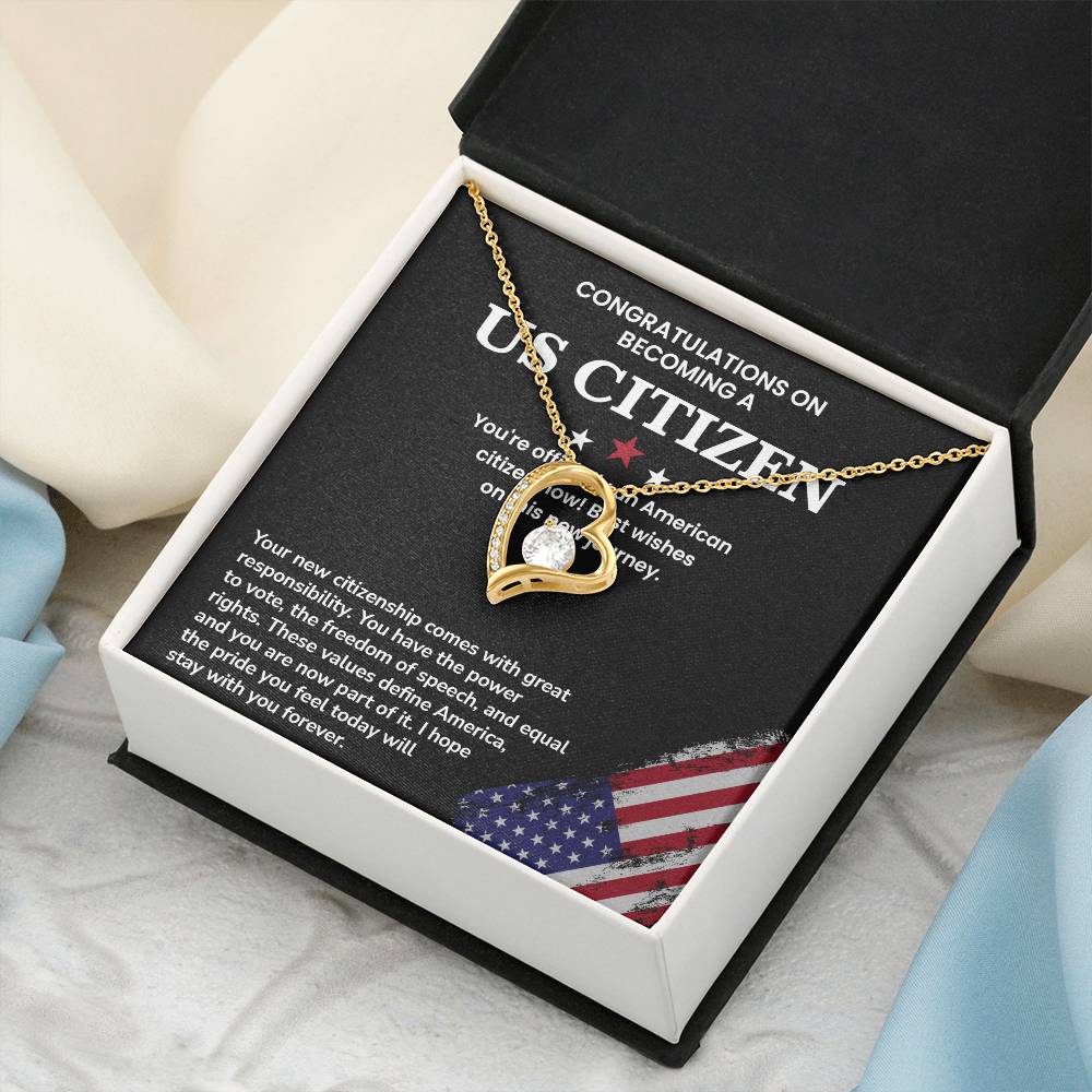 Congratulations Necklace For New U.s. Citizen Necklace For New U.s. Citizen Necklace With Citizenship Message Necklace For Official U.s. Citizen Necklace For New U.s. Patriot Jewelry For New U.s. Citizen Gift For U.s. Citizenship Ceremony