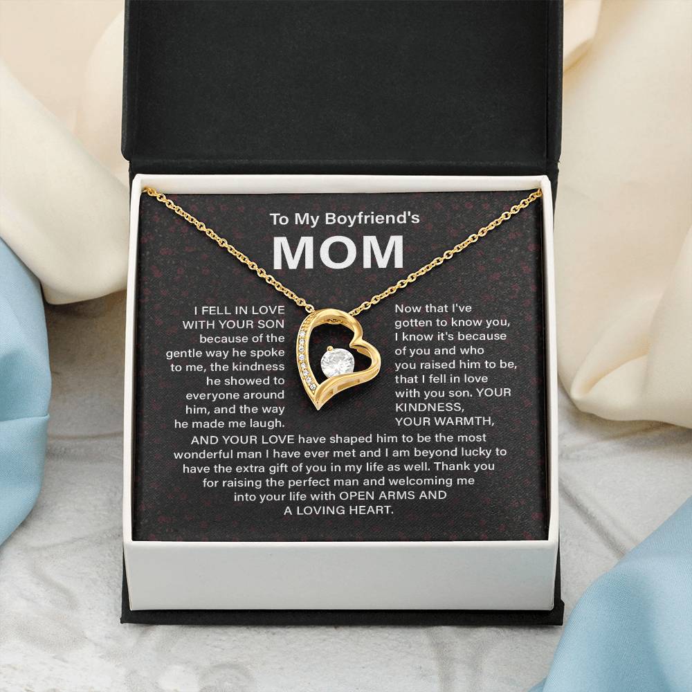 Boyfriend’s Mom Necklace Gift with Heart Pendant