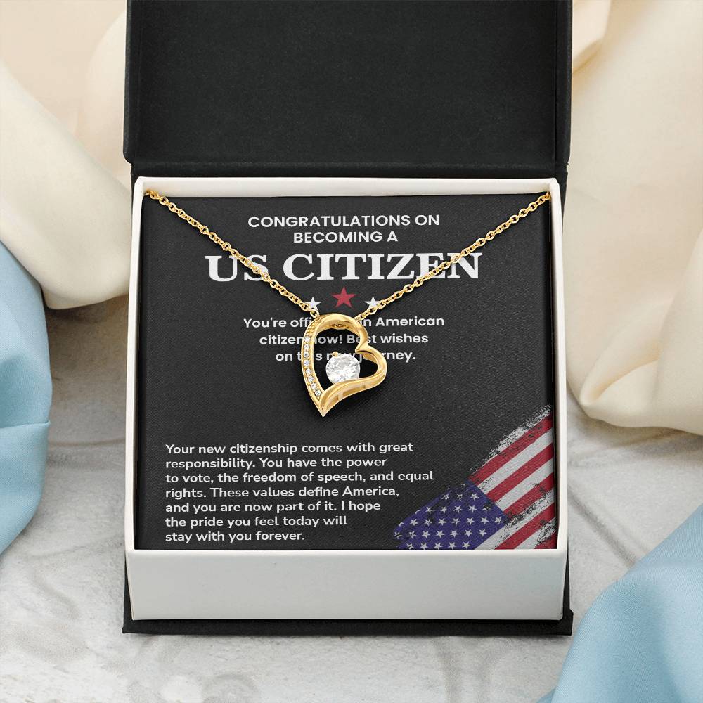 Congratulations Necklace For New U.s. Citizen Necklace For New U.s. Citizen Necklace With Citizenship Message Necklace For Official U.s. Citizen Necklace For New U.s. Patriot Jewelry For New U.s. Citizen Gift For U.s. Citizenship Ceremony