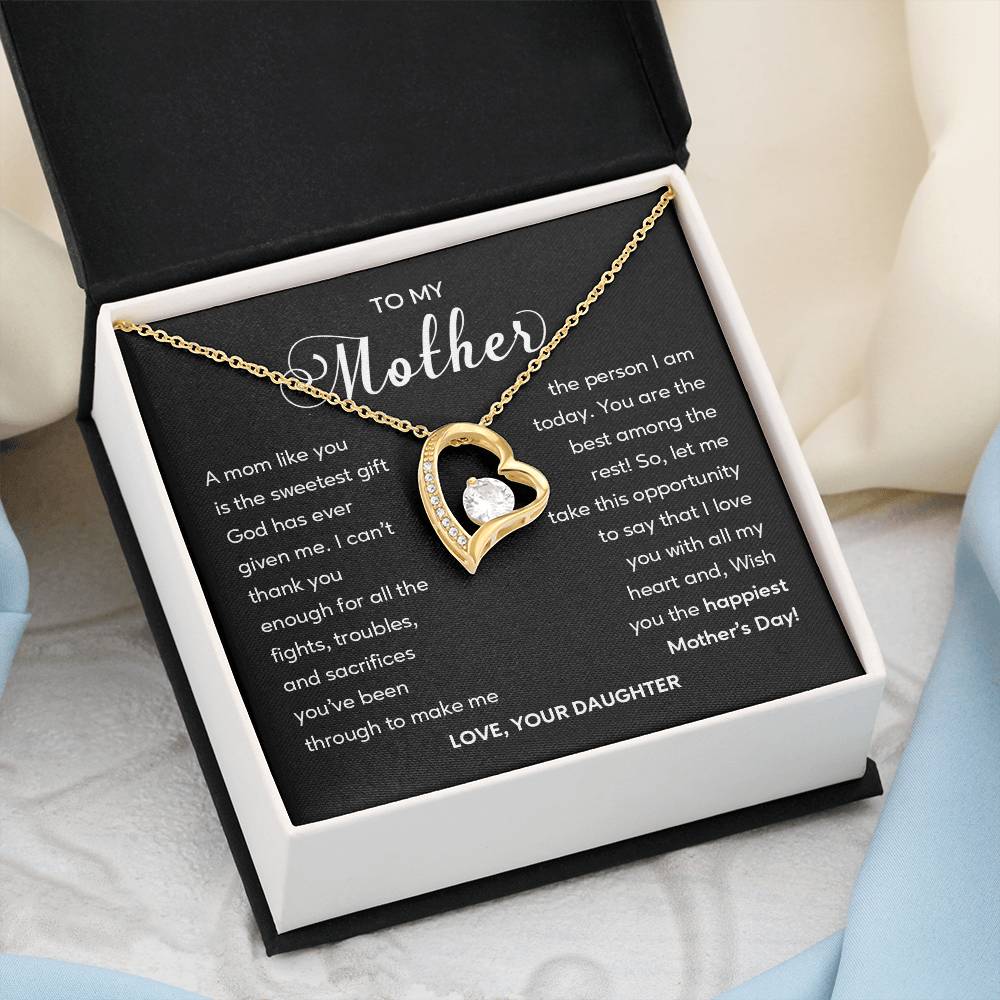 Heart Shape Necklace For Mom From Daughter With Gift Box