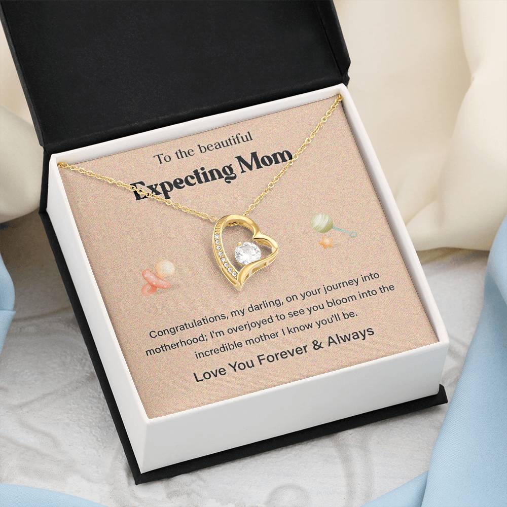 To The Beautiful Expecting Mom, Beautiful Expecting Mom Necklace Gift Best Necklace Gift For Expecting Mother Journey Into Motherhood Necklace Gift Necklace With Heartfelt Message Thoughtful Necklace Gift Best Mother’s Day Necklace Gift