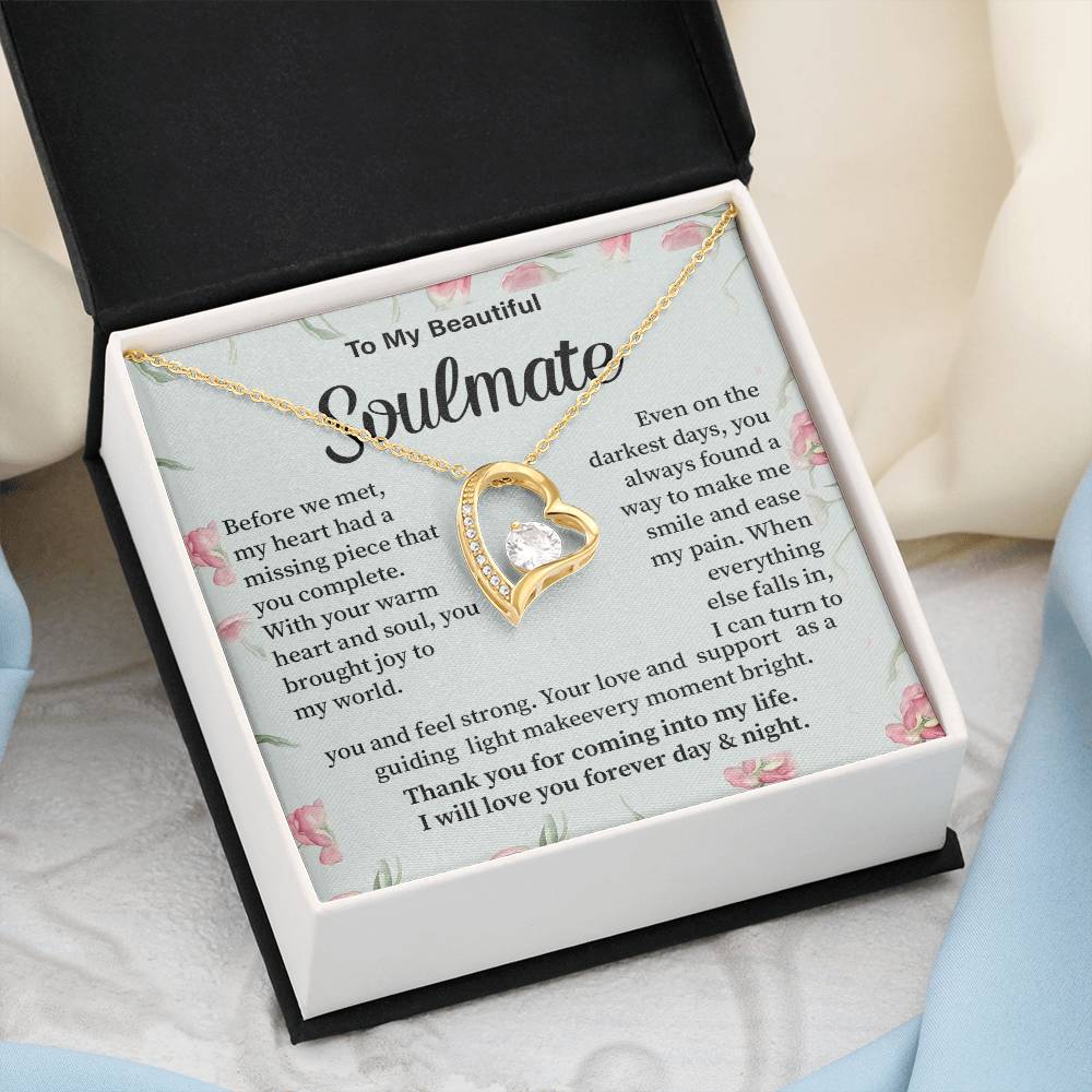 Soulmate Necklace Gift for Her – Romantic Message Card