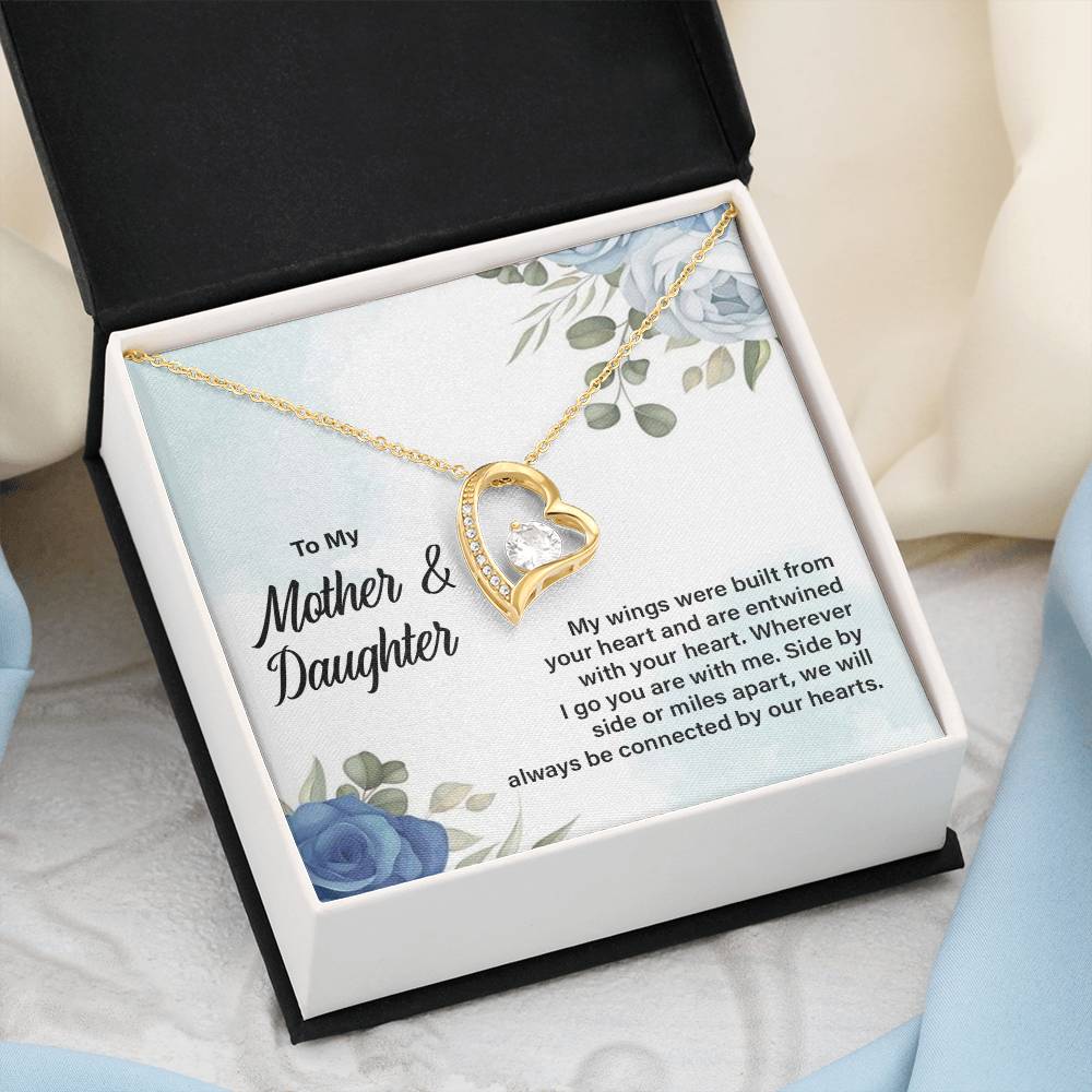 Mother Daughter Heart Necklace with Message Card