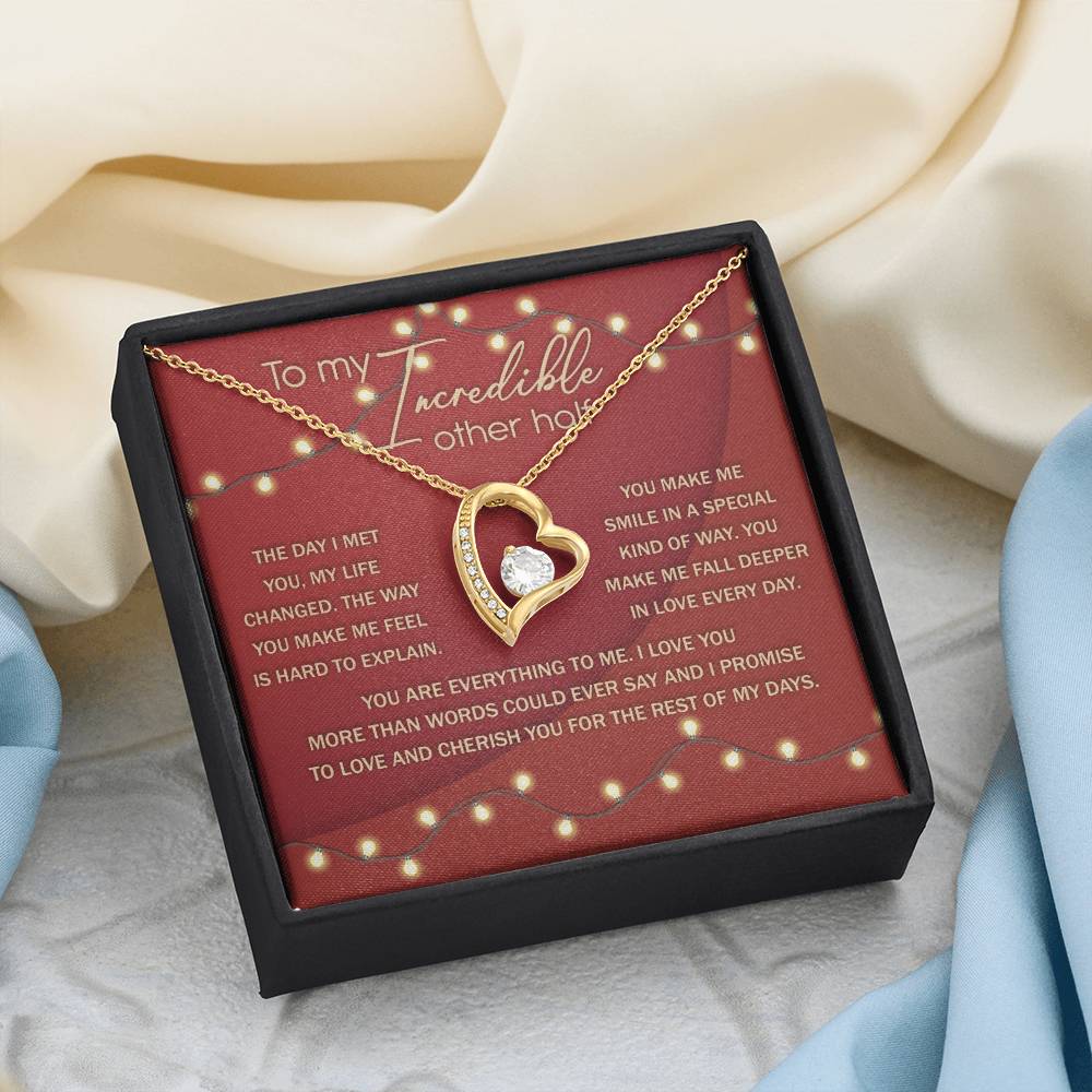 Romantic Necklace Gift for Partner – Message Card & Box