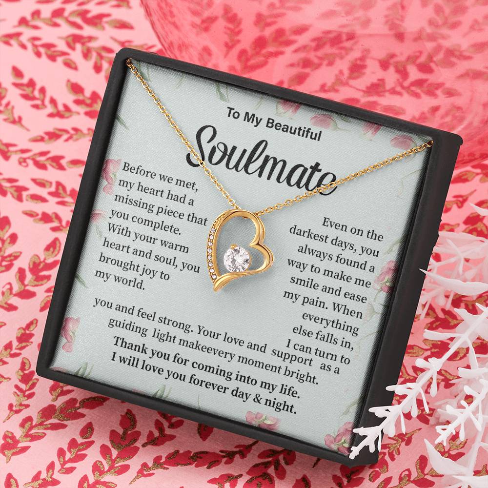 Soulmate Necklace Gift for Her – Romantic Message Card