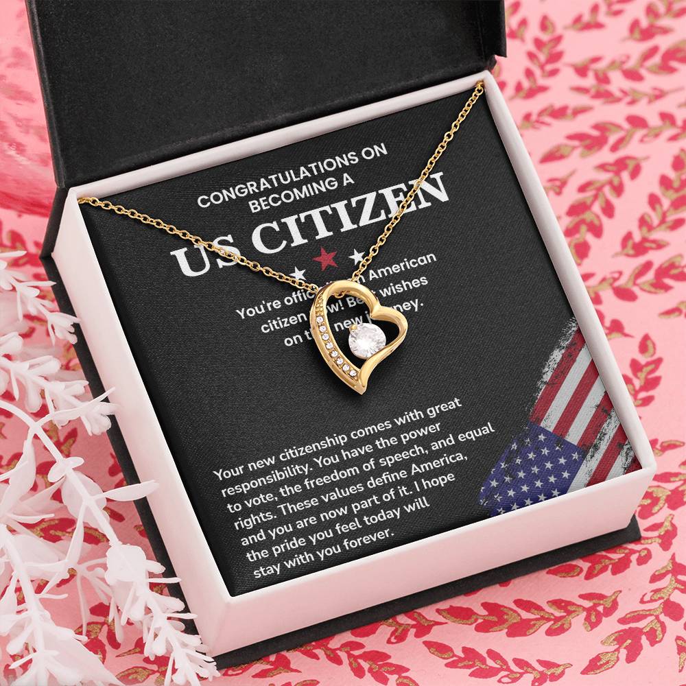 Congratulations Necklace For New U.s. Citizen Necklace For New U.s. Citizen Necklace With Citizenship Message Necklace For Official U.s. Citizen Necklace For New U.s. Patriot Jewelry For New U.s. Citizen Gift For U.s. Citizenship Ceremony