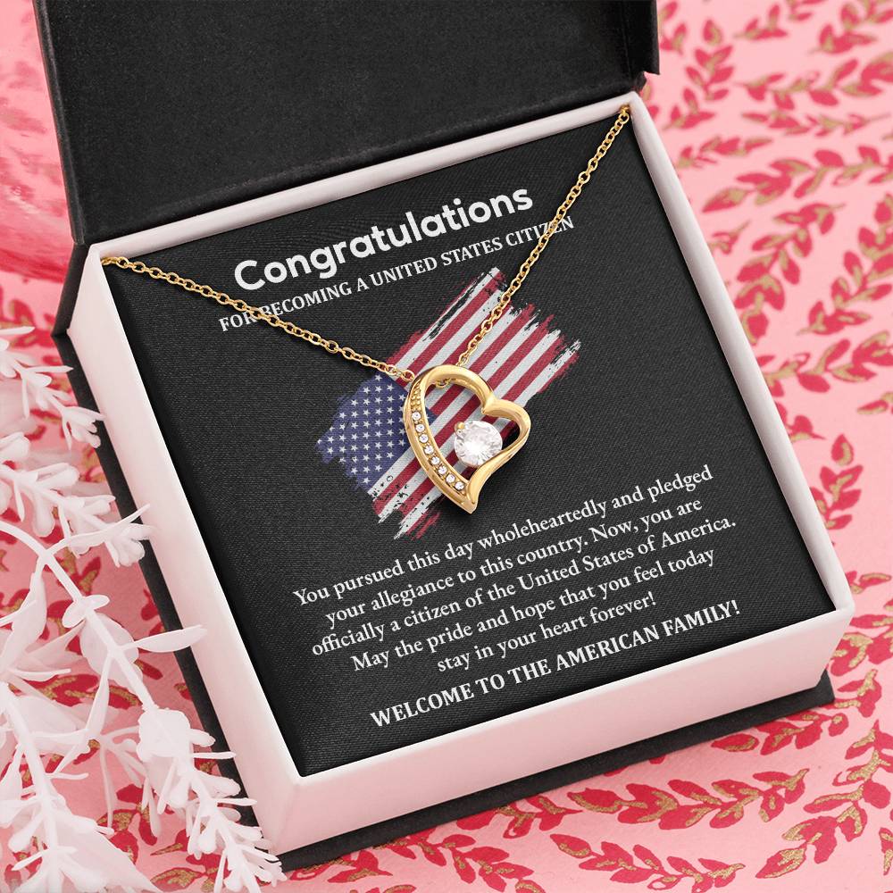 Congratulations Necklace For New U.s. Citizen Necklace For New U.s. Citizen Gift For U.s. Citizenship Success Necklace With Citizenship Message U.s. Citizenship Celebration Gift Jewelry For New U.s. Citizen Necklace For Citizenship Pledge