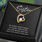 Sister Necklace Gift with Heart Pendant – Sentimental Message Card Included