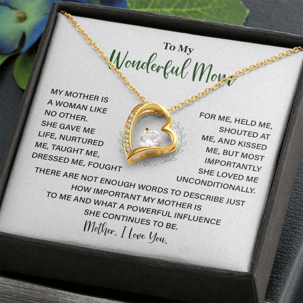 To My Wonderful Mom, Inspirational Gift Necklace For Mother Heart Pendant Necklace Best Christmas Necklace Gift Inspirational Jewelry Gift  Sentimental Necklace Gift Meaningful Necklace Gift For Loving Mother Wonderful Mom Necklace Gift