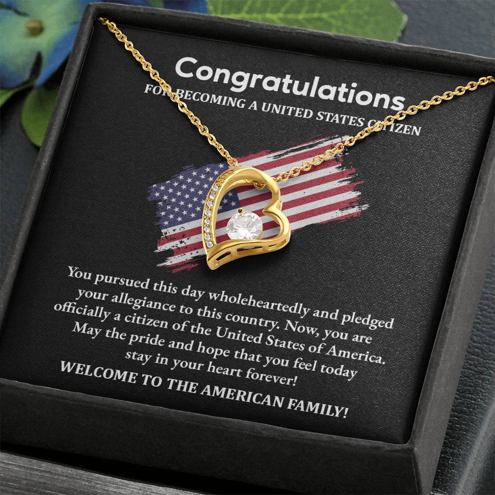 Congratulations Necklace For New U.s. Citizen Necklace For New U.s. Citizen Gift For U.s. Citizenship Success Necklace With Citizenship Message U.s. Citizenship Celebration Gift Jewelry For New U.s. Citizen Necklace For Citizenship Pledge