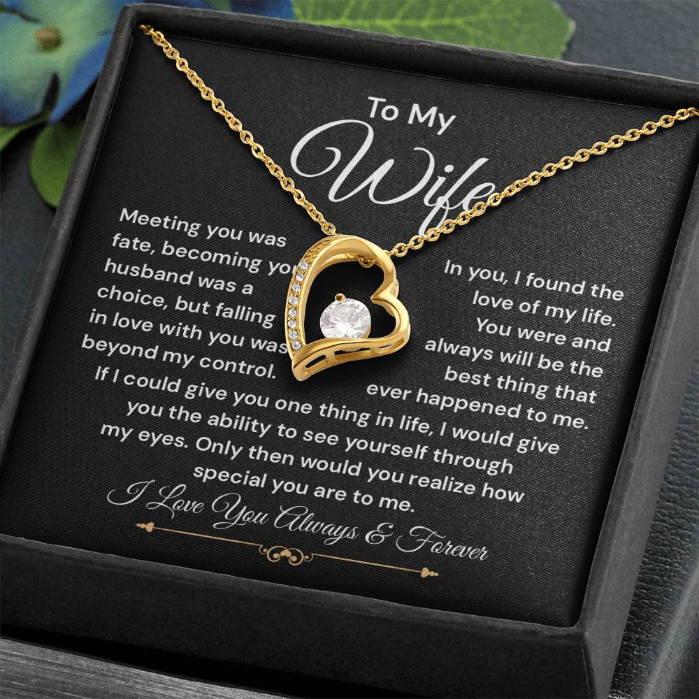 To My Wife Necklace, Meeting You Was Fate, Becoming Your Husband Was A Choice, But Falling In Love With You Was Beyond My Control.