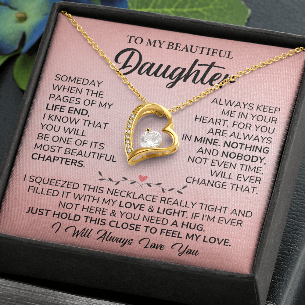 Daughter Gift with Heart Pendant from Parent with Message Card