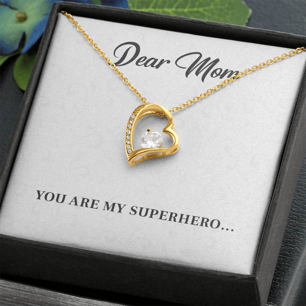 Dear Mom, Inspirational Gift Necklace For Mother Heart Pendant Necklace Best Friend Necklace For Loving Necklace With Message Of Love And Admiration Best Christmas Necklace Gift Best Family Necklace Gift Superhero Mom Necklace Gift