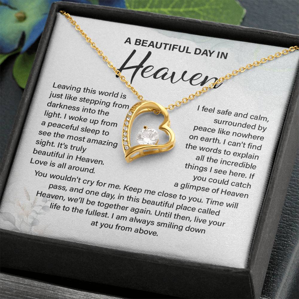 A Beautiful Day In Heaven Necklace – Sentimental Memorial Jewelry Gift, We'll Be Together Again, Heartfelt Keepsake For Love, Peace, And Comfort