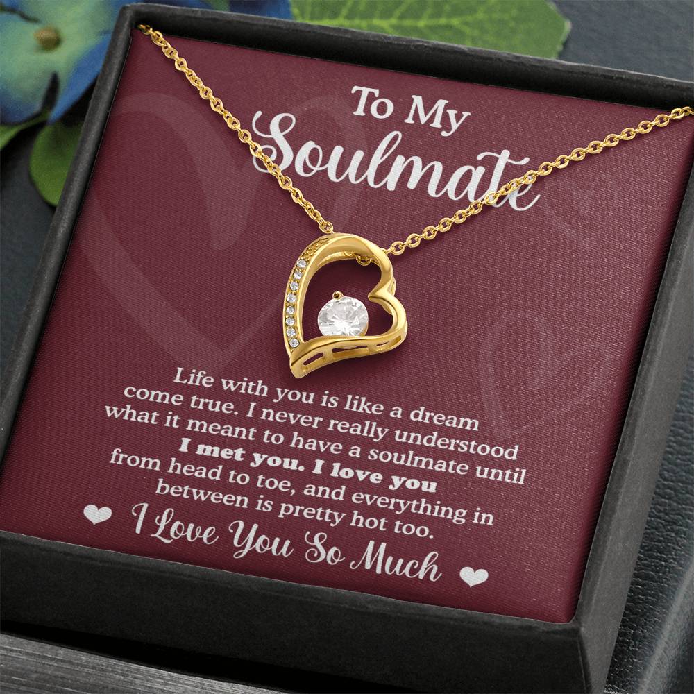 To My Soulmate Necklace For Wife, Girlfriend, Forever Heart Necklace Gift With A Meaningful Message Card Gift From Husband And Boyfriend.