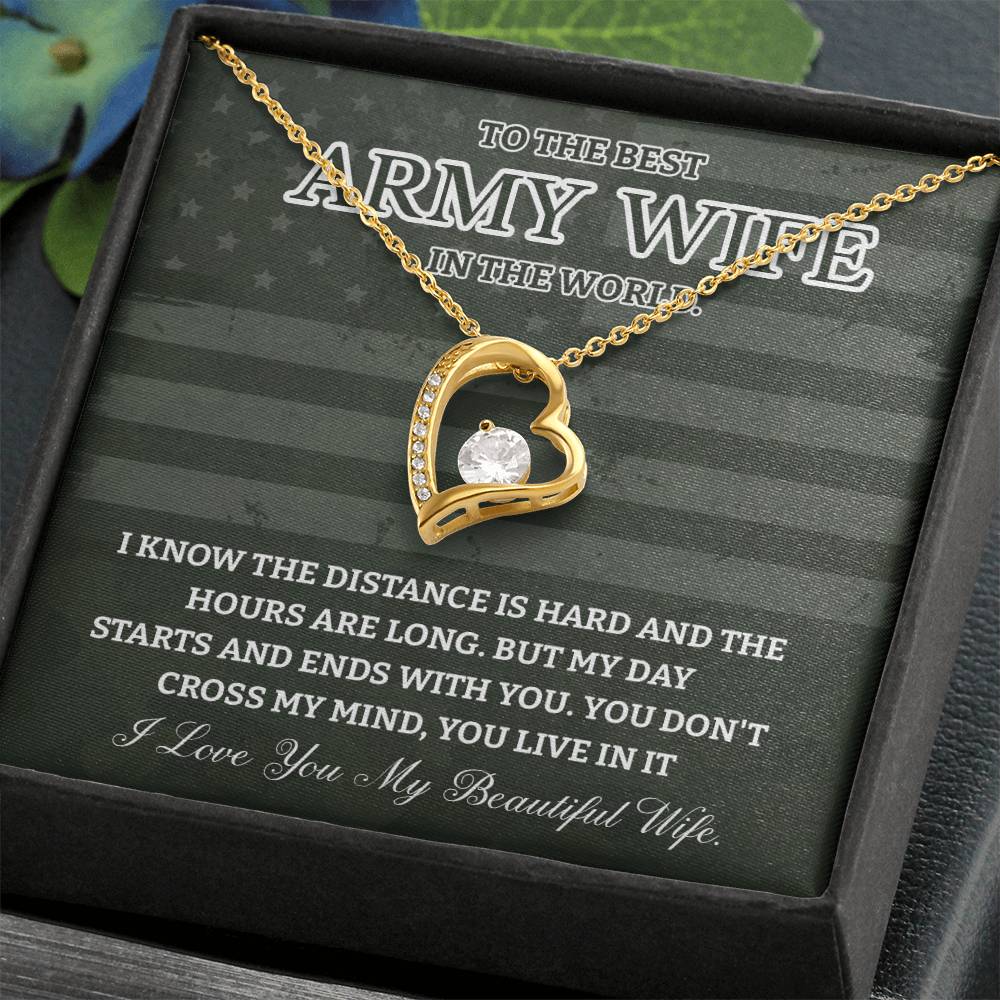 Army Wife Necklace - To The Best Wife In The World, A Heartfelt Gift Of Love Across Distance - Tribute To My Beautiful Wife