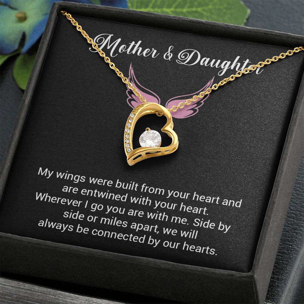 Mother & Daughter Necklace – Wings of Love Message Gift Box