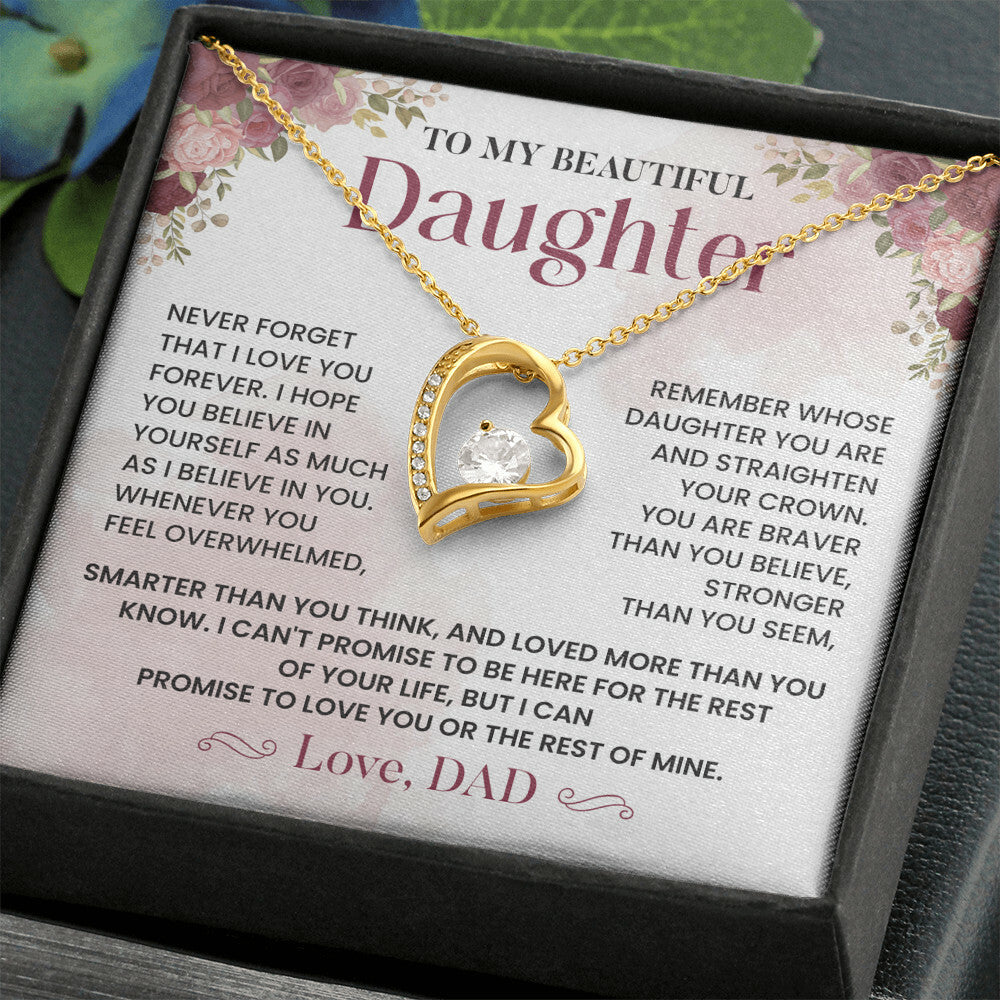 Daughter Necklace Gift from Dad – Crown Reminder Message