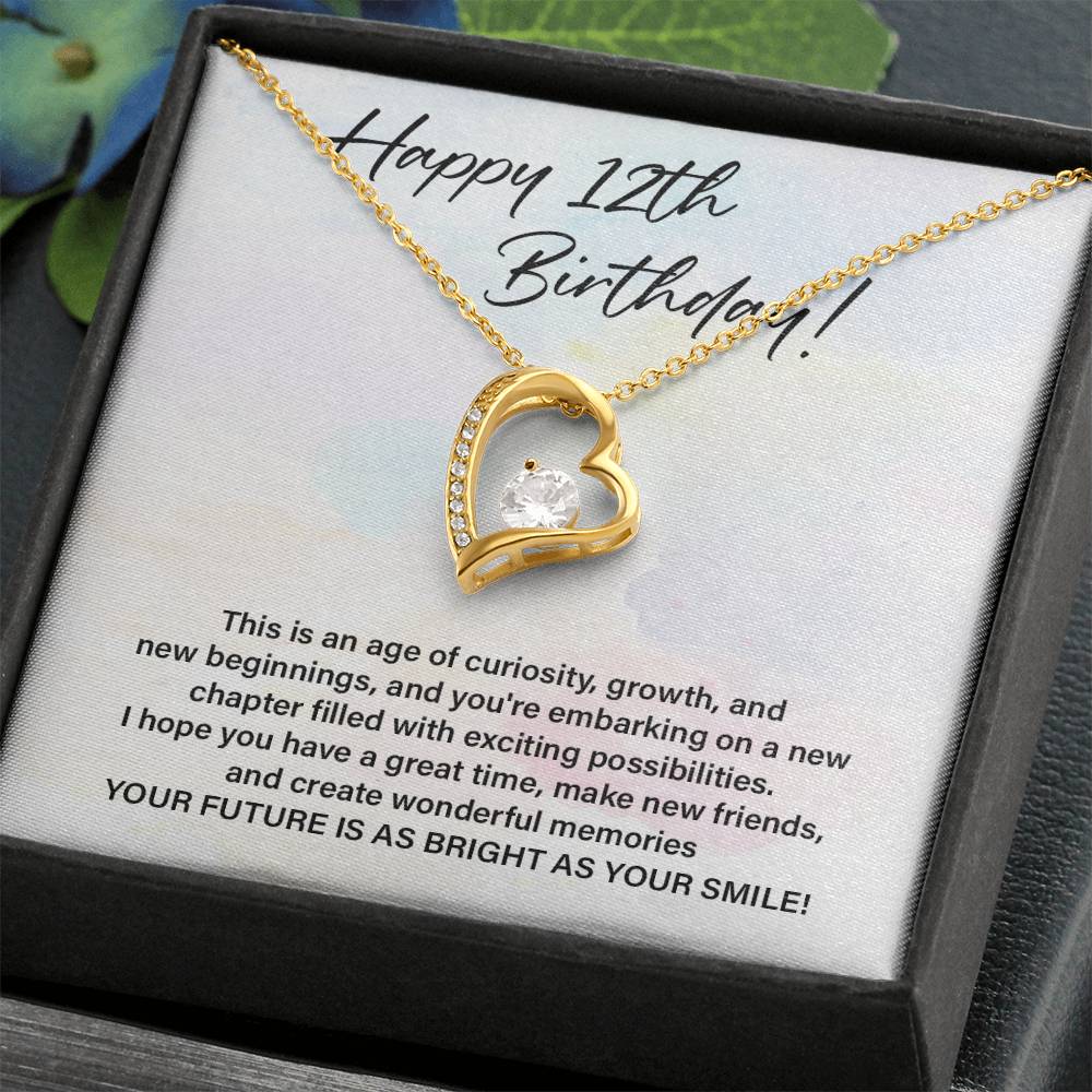 12th Birthday Necklace Gift for Girl – Bright Future Message Card