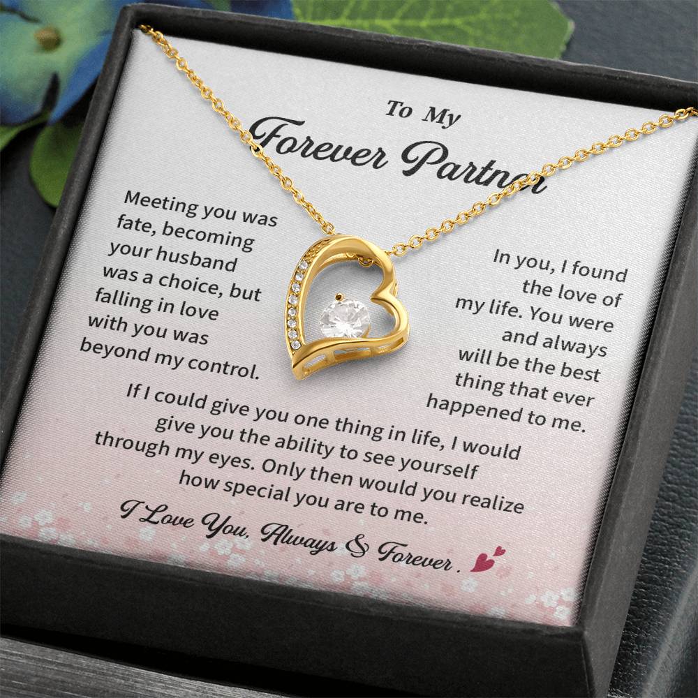 Romantic Wife Necklace Gift from Husband – Forever Partner Message Card