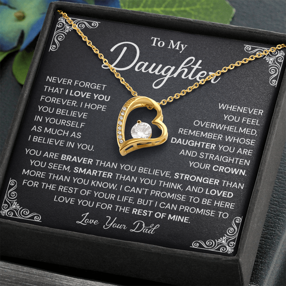Daughter Heart Necklace Gift from Dad Message Card
