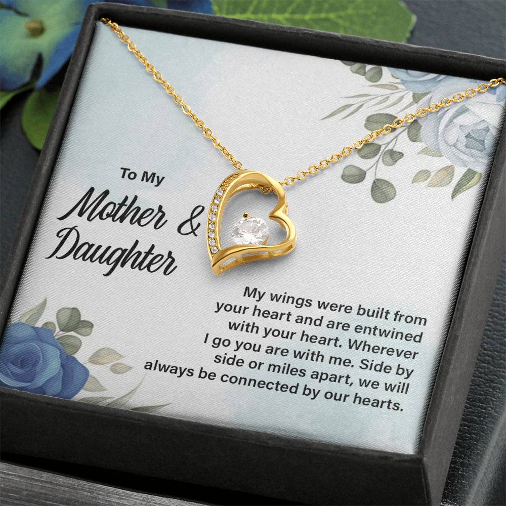 Mother Daughter Heart Necklace with Message Card