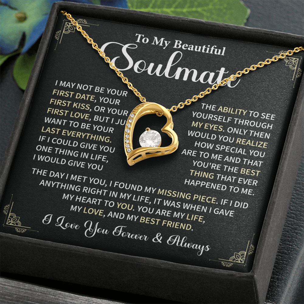 Soulmate Necklace Gift With Romantic Message Card