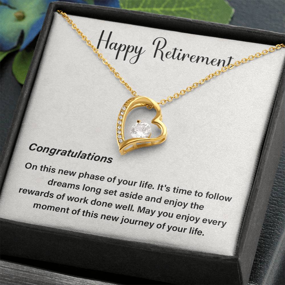 Retirement Necklace Gift for Women with Message Box