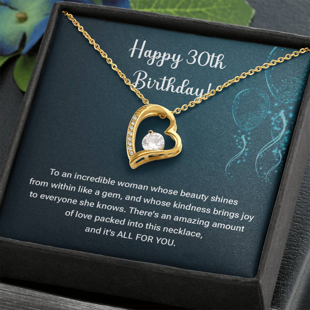 30th Birthday Necklace Gift – Heart Pendant Jewelry for Her