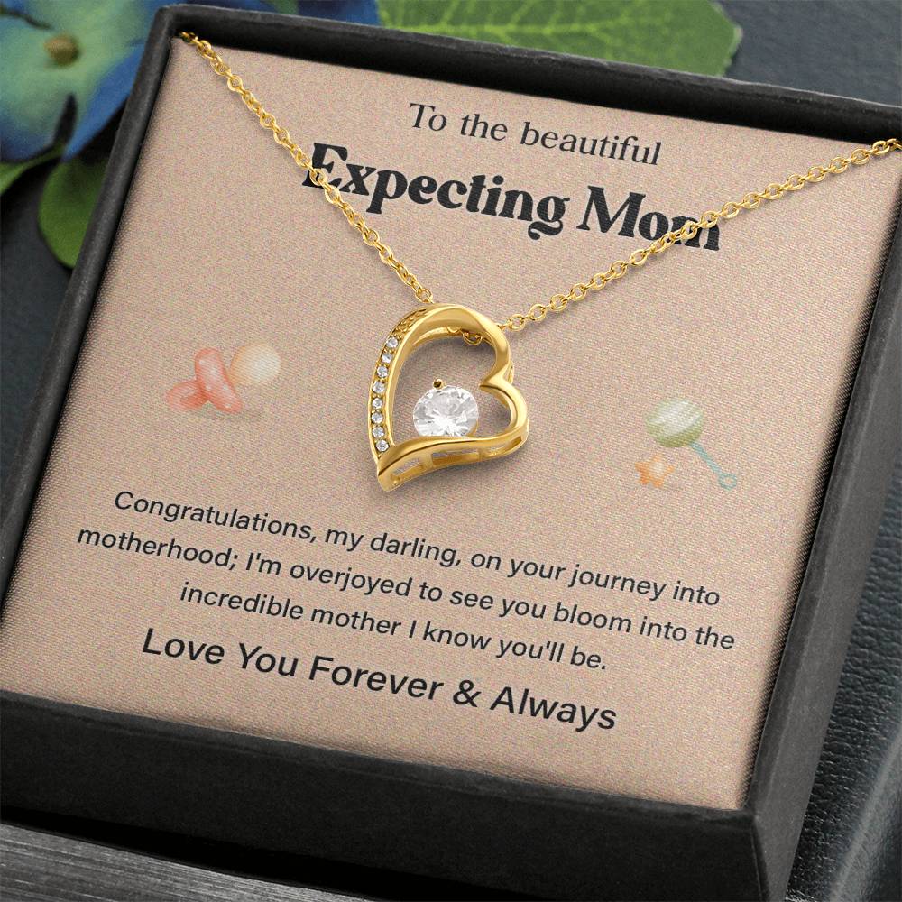 To The Beautiful Expecting Mom, Beautiful Expecting Mom Necklace Gift Best Necklace Gift For Expecting Mother Journey Into Motherhood Necklace Gift Necklace With Heartfelt Message Thoughtful Necklace Gift Best Mother’s Day Necklace Gift