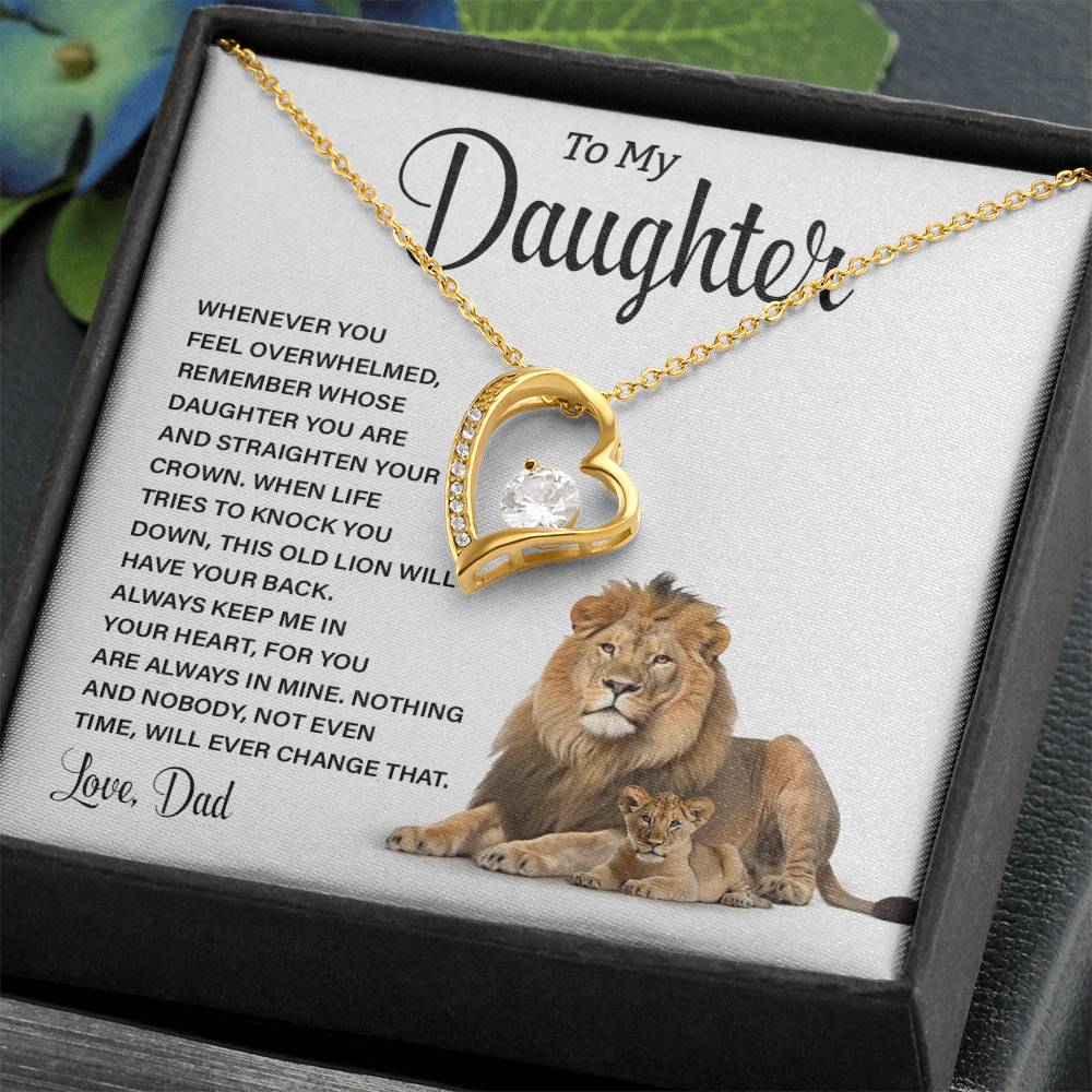 To My Daughter Lion Necklace from Dad – Strength & Love Message Card