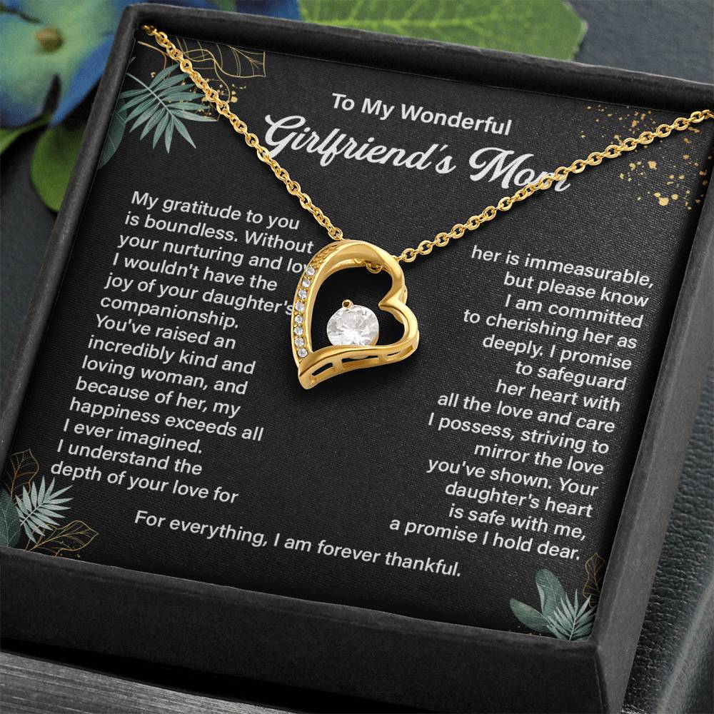 To My Wonderful Girlfriend's Mom, Forever In My Heart Necklace Heartwarming Bond Necklace Thank You Gift Necklace Beautiful Journey Necklace Family Bond Necklace Emotional Connection Necklace