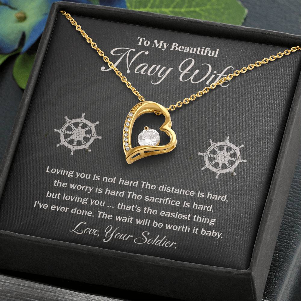 Navy Wife Necklace Gift from Husband – With Message Card