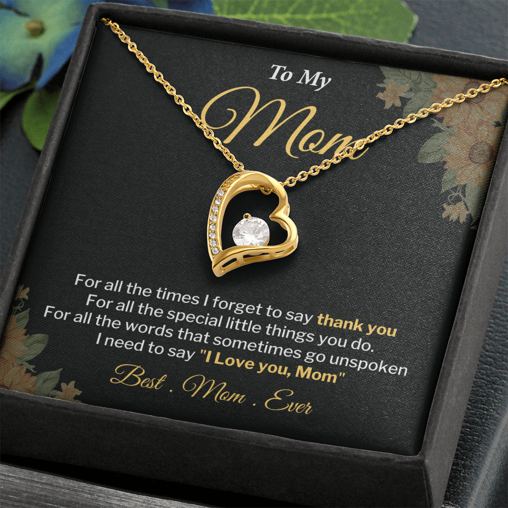 Mom Necklace Gift With Thank You Message Card