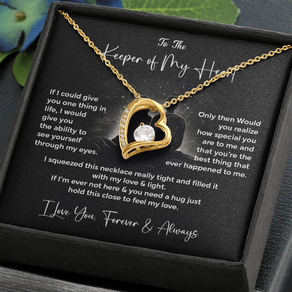 To The Keeper of My Heart Necklace Gift From Husband Message Card & Box