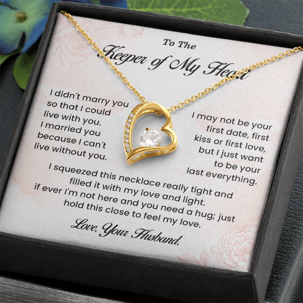 Necklace Gift for Wife – Keeper of My Heart Card