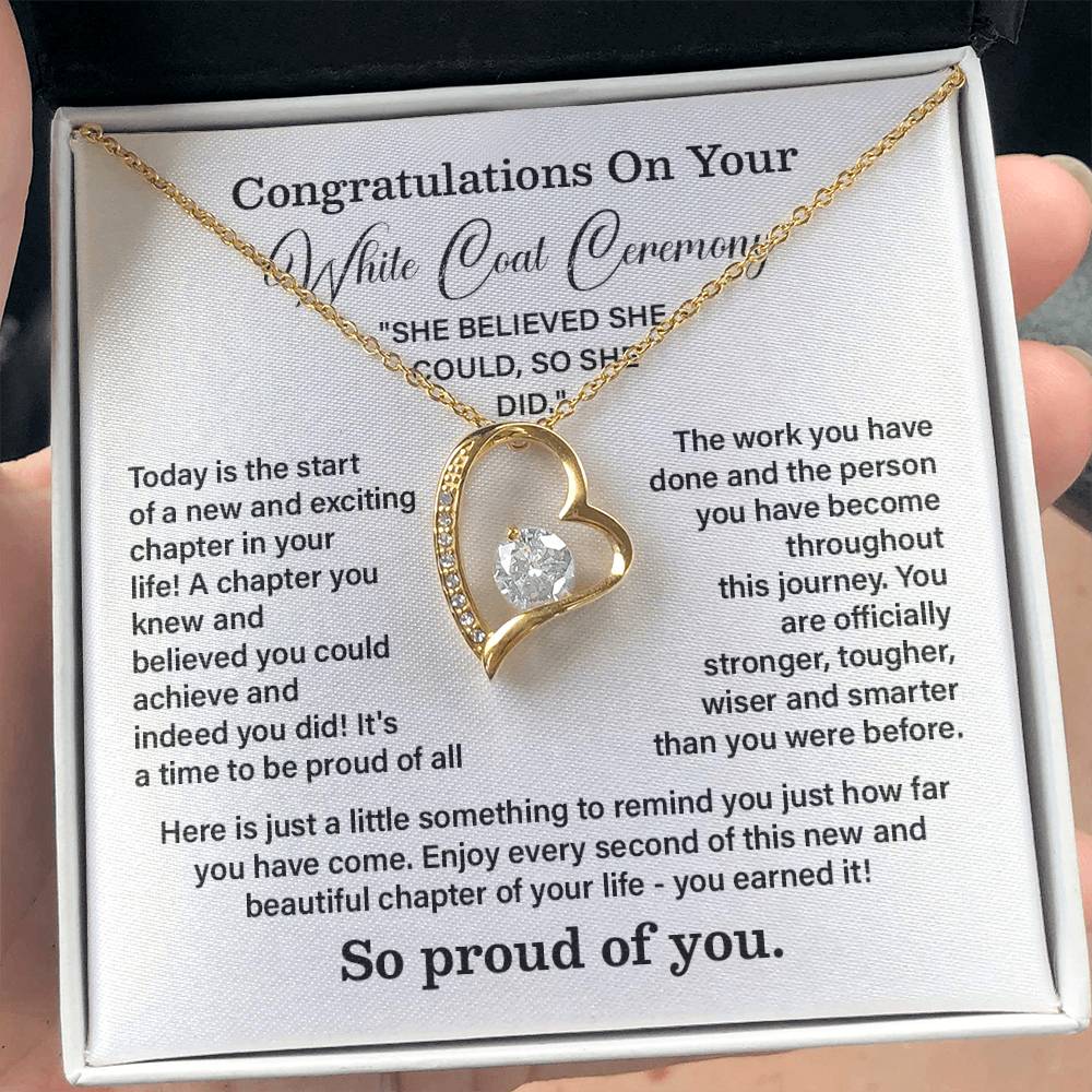 Congratulations On Your White Coat Ceremony New Adventures Necklace Hard Work Pay Off Necklace Enjoy The Journey Necklace Personal Growth Jewelry Daily Inspiration Necklace Heartfelt Message Necklace Congratulation Necklace She Believed She Could Necklace