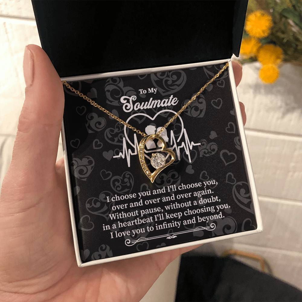 Heartbeat Soulmate Necklace Gift with Love Quote Card
