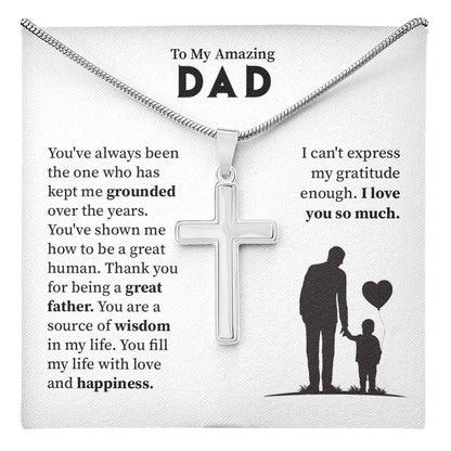 Necklace Gift for Dad From Son With Message of Gratitude