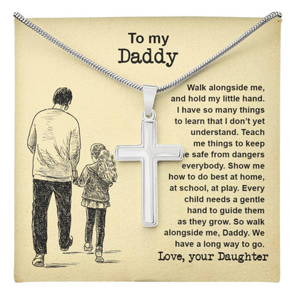 Daddy Cross Necklace Gift From Childs With Heartfelt Message
