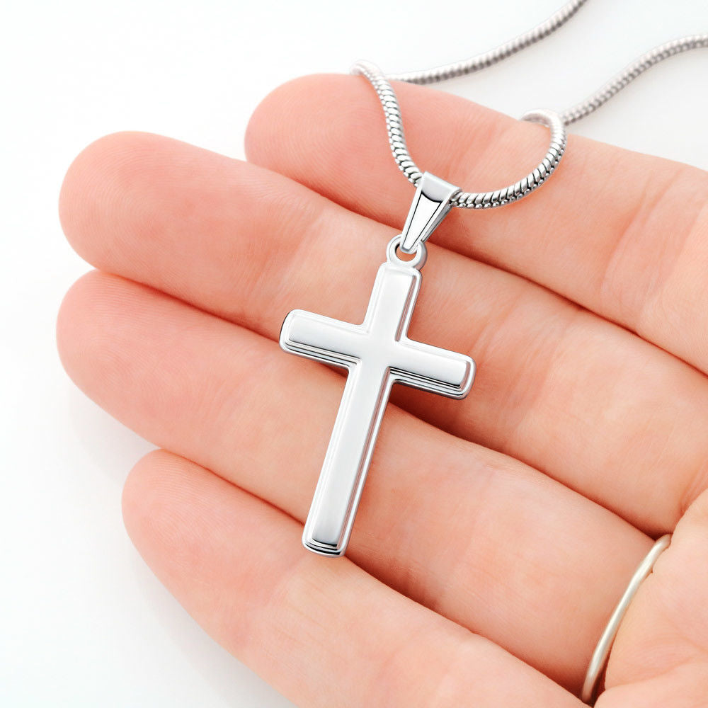 Cross Necklace Gift for Dad from Daughter with Message Card