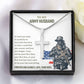 Army Husband Gift from Wife – Cross Necklace Message Card