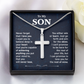 To My Son Cross Necklace Gift from Dad Gift Box